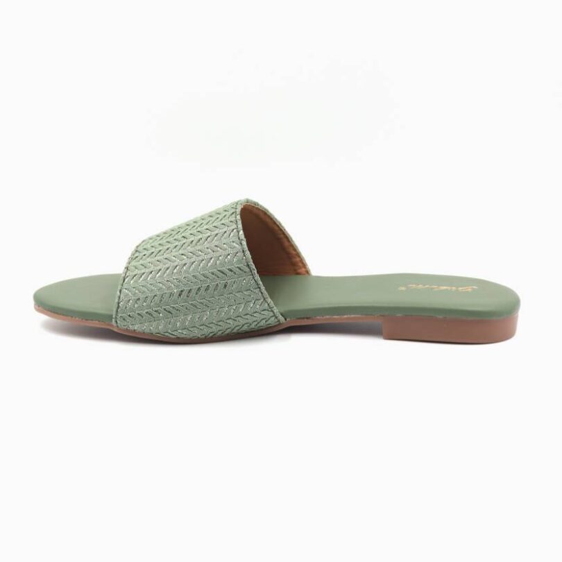 Women Green Flats Sandal - Image 2