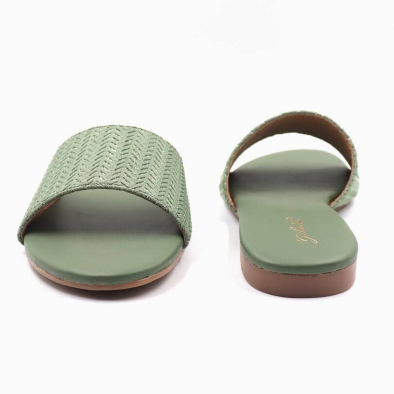 Women Green Flats Sandal - Image 3