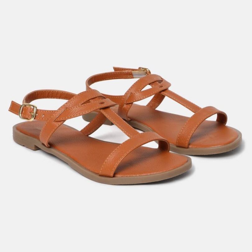 Women Tan Flats Sandal