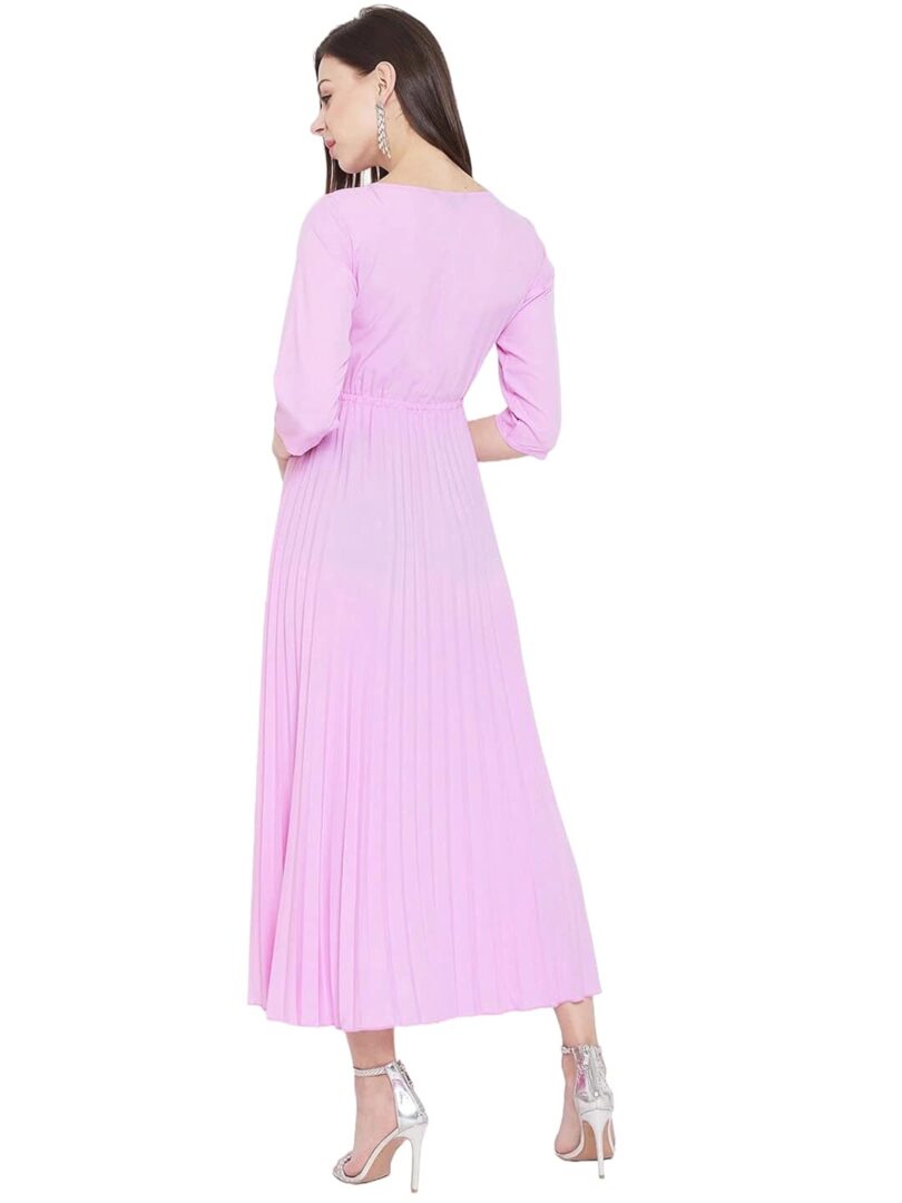 Women Pink Solid Maxi Dress - Image 4