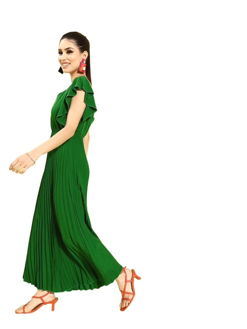 Women Gorgeous Green Sleek Dress - Image 2