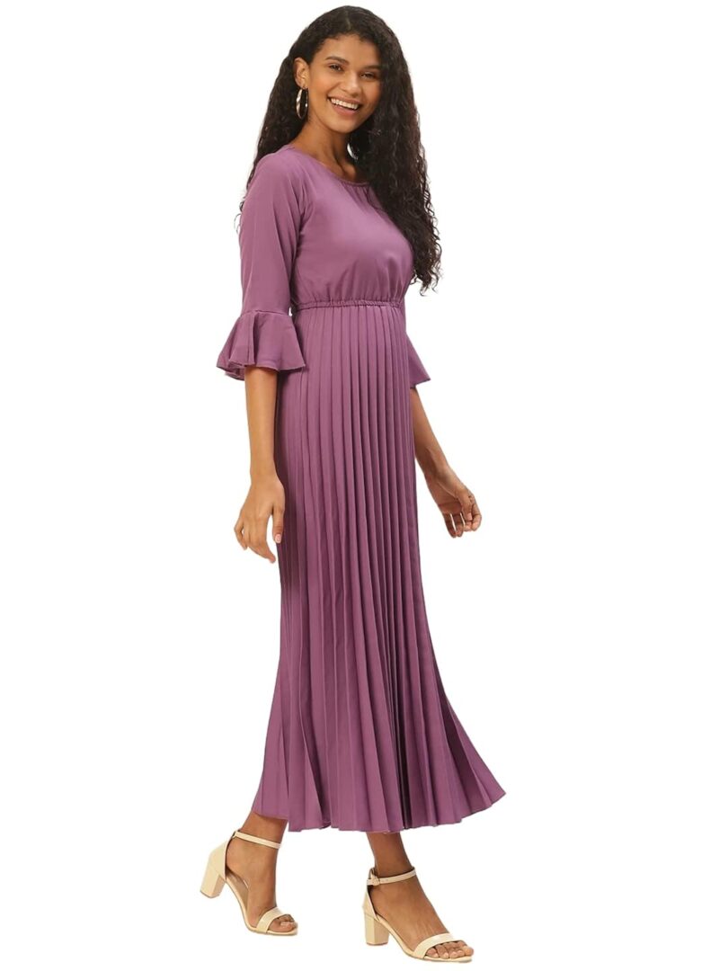 Purple Accordion Pleated Maxi Dress - Image 2