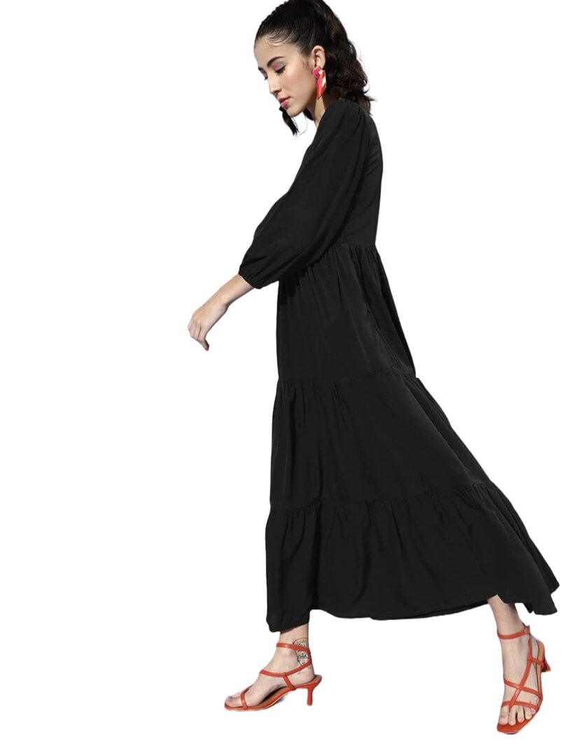 Black Solid Maxi Dress