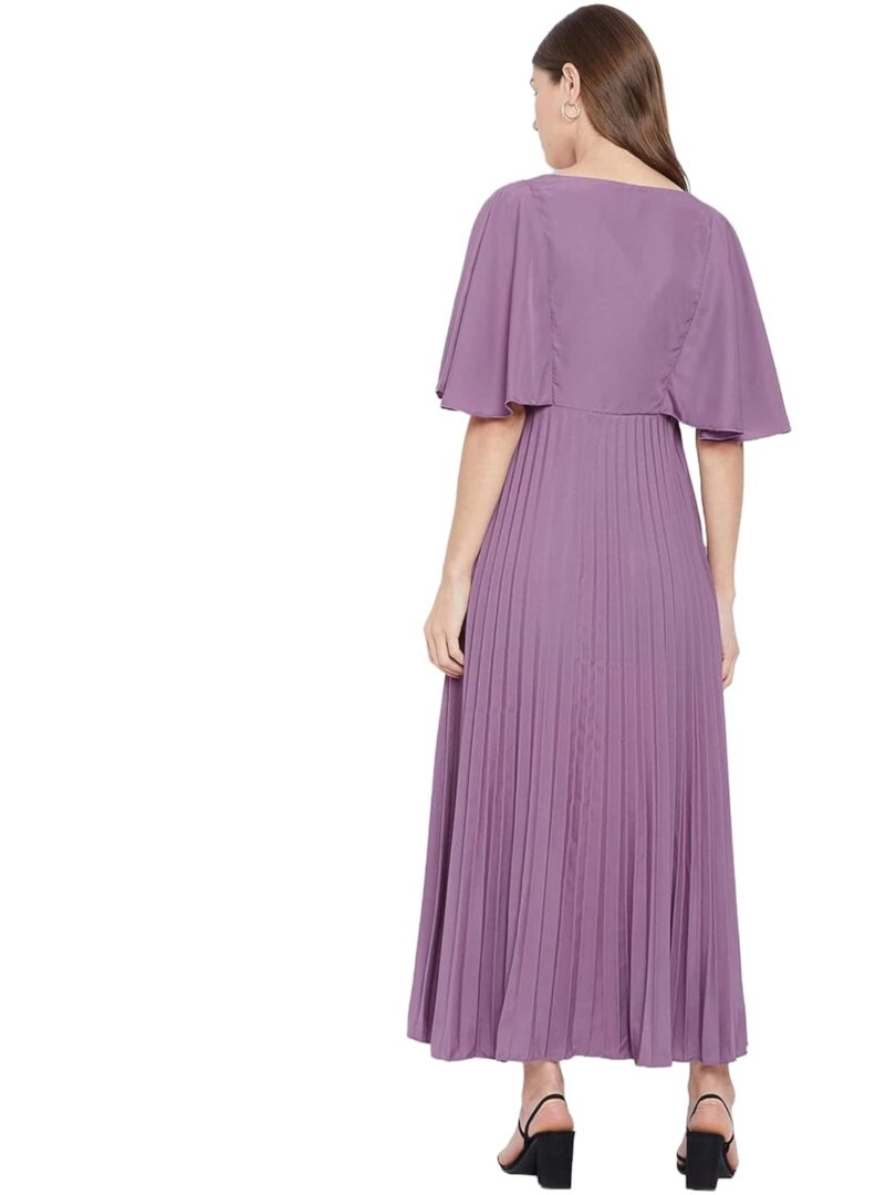 Flared Sleeves Crepe Maxi Party Dress - Image 4