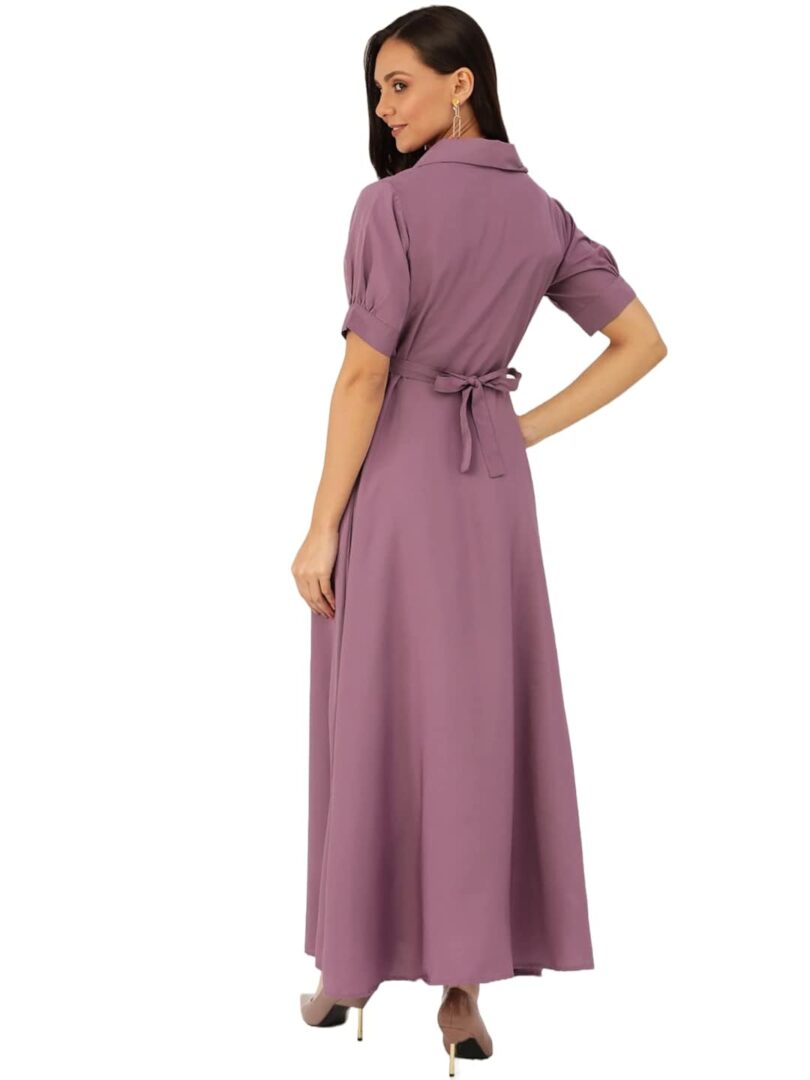 Purple Maxi Dress With Puff Sleeves - Image 4