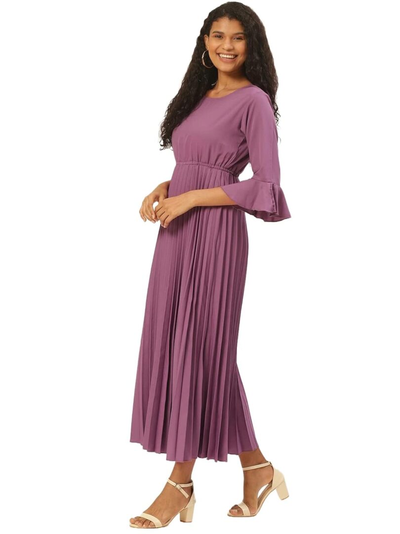Purple Accordion Pleated Maxi Dress - Image 3