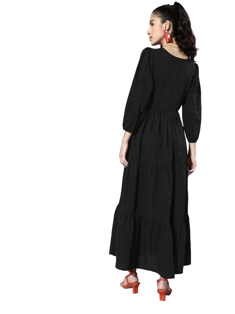 Black Solid Maxi Dress - Image 3