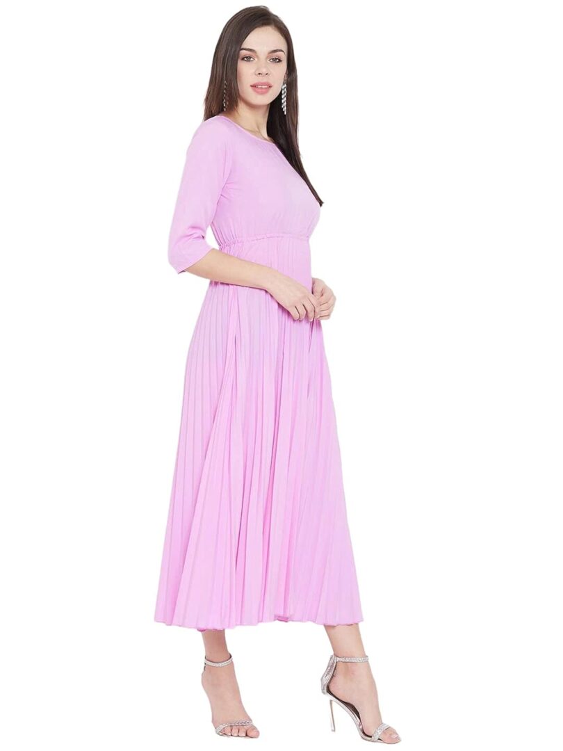 Women Pink Solid Maxi Dress - Image 3