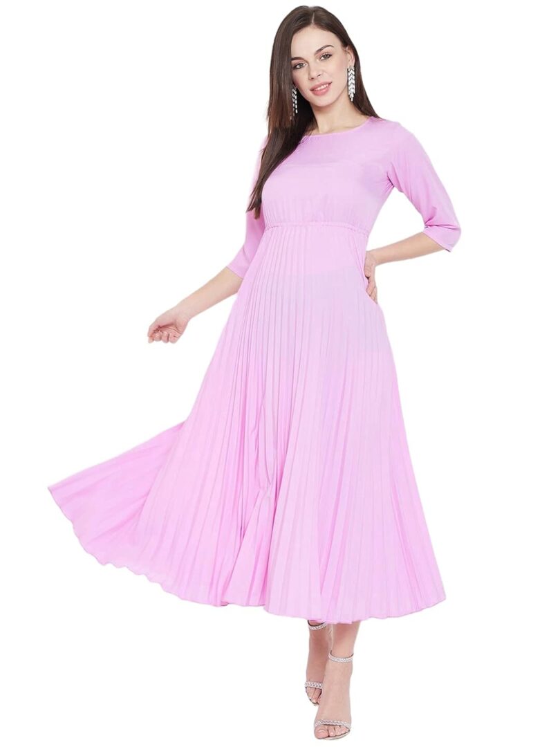 Women Pink Solid Maxi Dress
