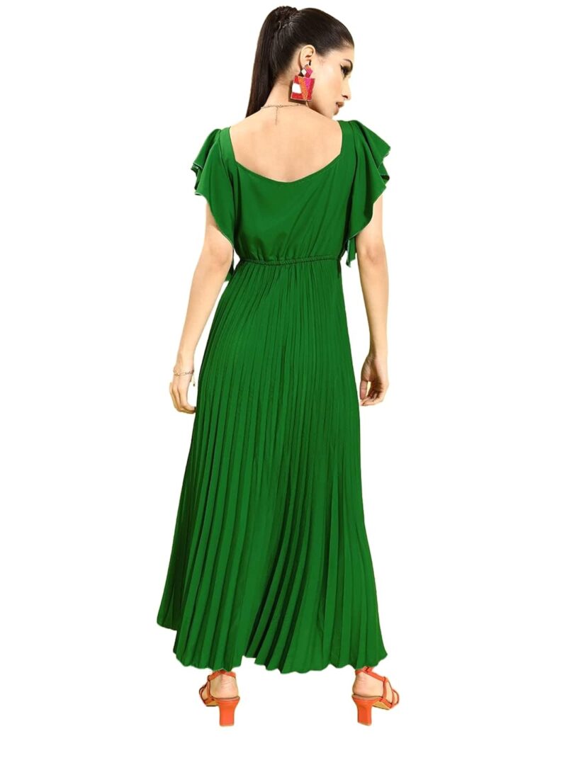 Women Gorgeous Green Sleek Dress - Image 4