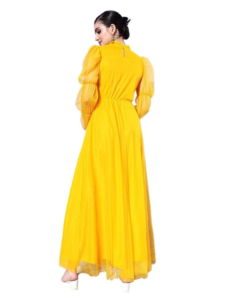 Yellow Shimmery Net Maxi Dress - Image 2