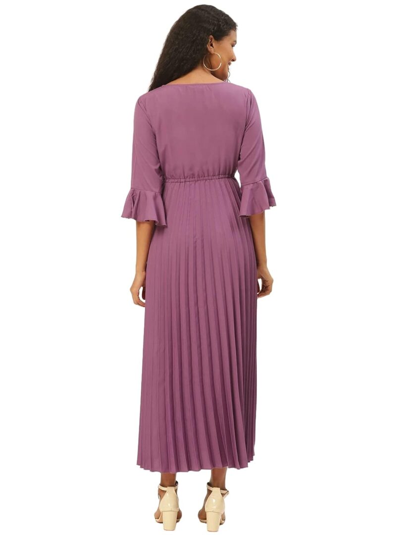 Purple Accordion Pleated Maxi Dress - Image 4