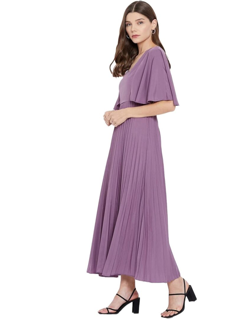 Flared Sleeves Crepe Maxi Party Dress - Image 3