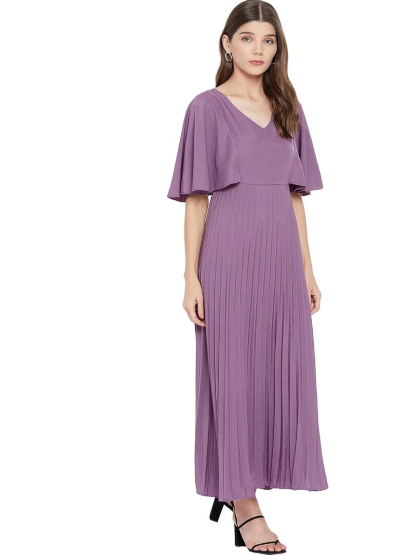 Flared Sleeves Crepe Maxi Party Dress - Image 2