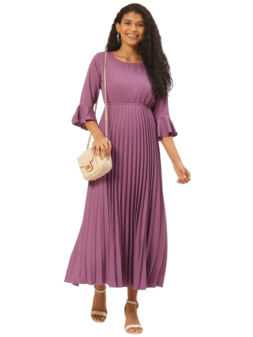 Purple Accordion Pleated Maxi Dress