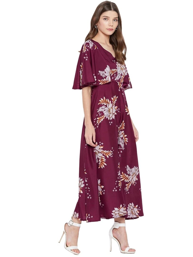 Purple Floral Crepe Maxi Dress - Image 3