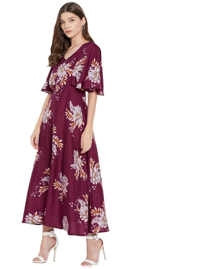 Purple Floral Crepe Maxi Dress - Image 2