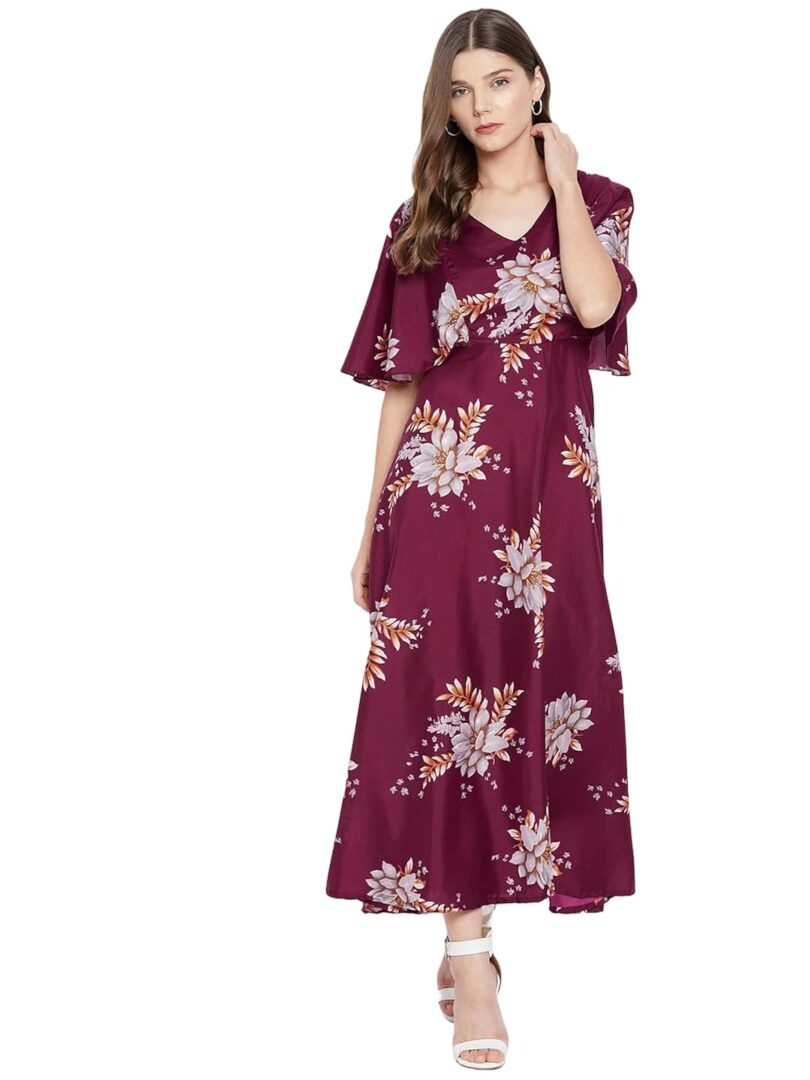 Purple Floral Crepe Maxi Dress