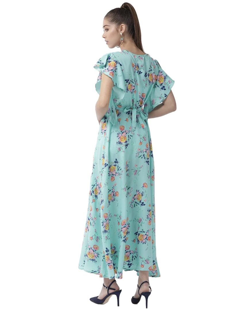 Blue & Pink Floral Printed Maxi Dress - Image 3