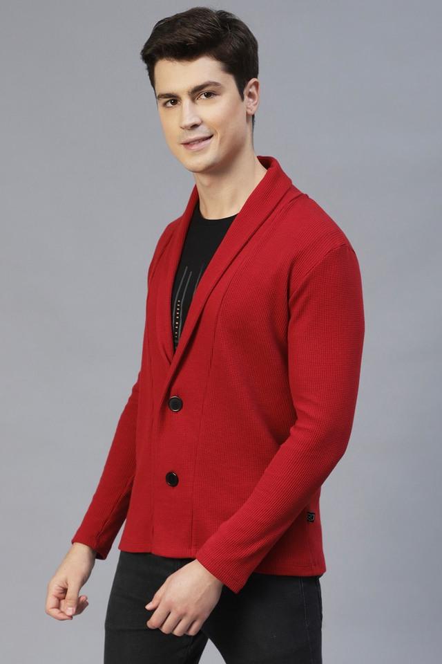 Textured Cotton Slim Fit Men's Knit Shrug Coat