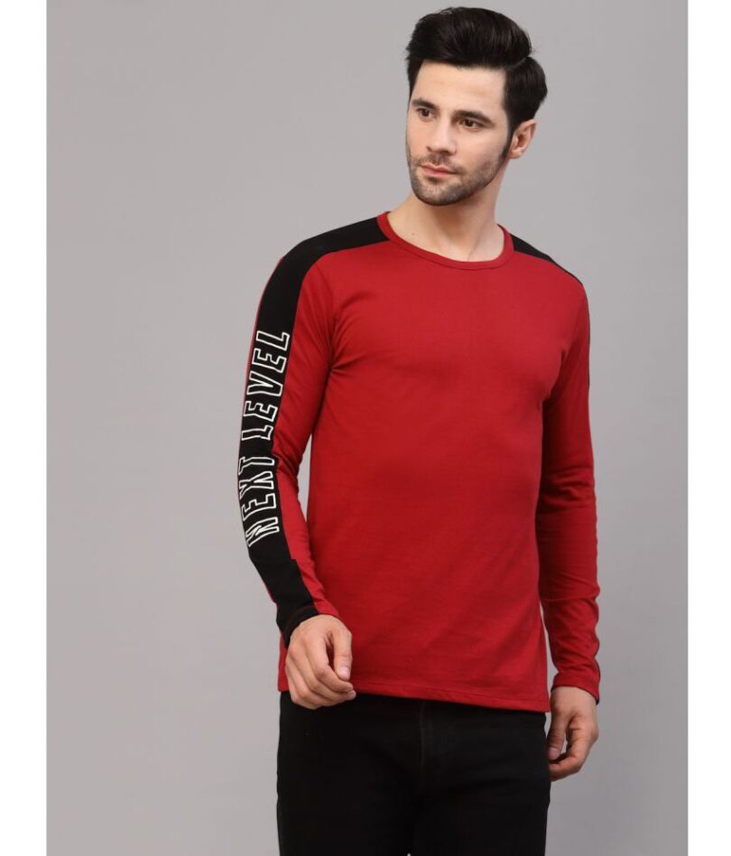 Rigo - Maroon Cotton Slim Fit Men's T-Shirt