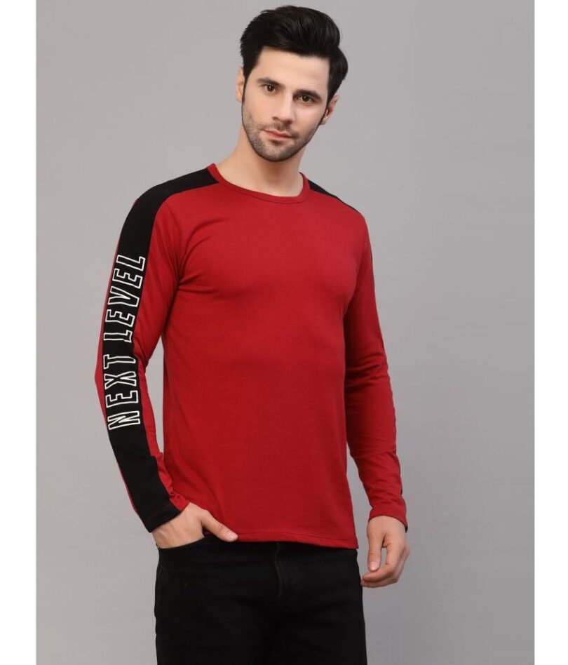 Rigo - Maroon Cotton Slim Fit Men's T-Shirt - Image 3
