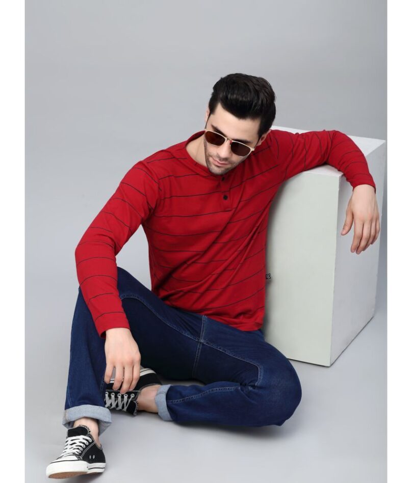 Rigo - Red Cotton Slim Fit Men's T-Shirt - Image 4