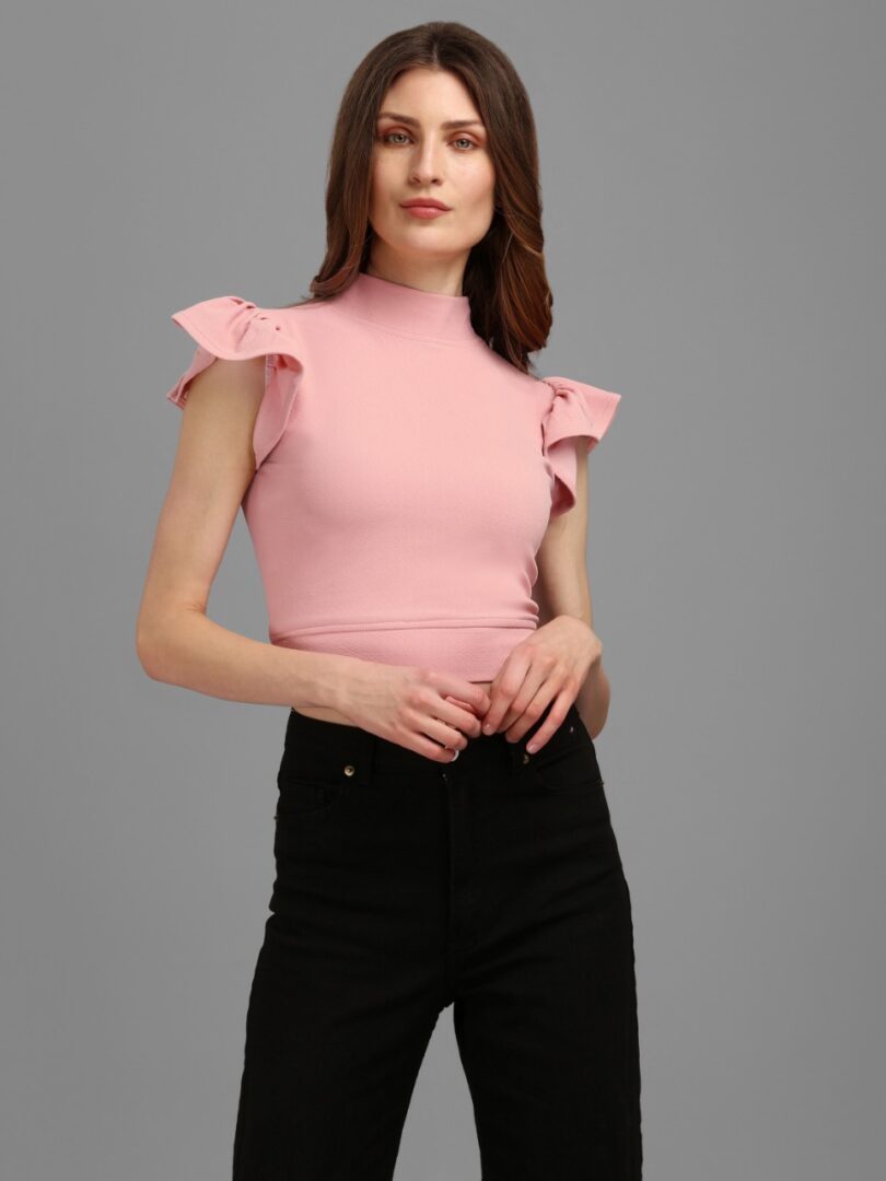 Solid Color Fancy Imported Fabric made Crop Top