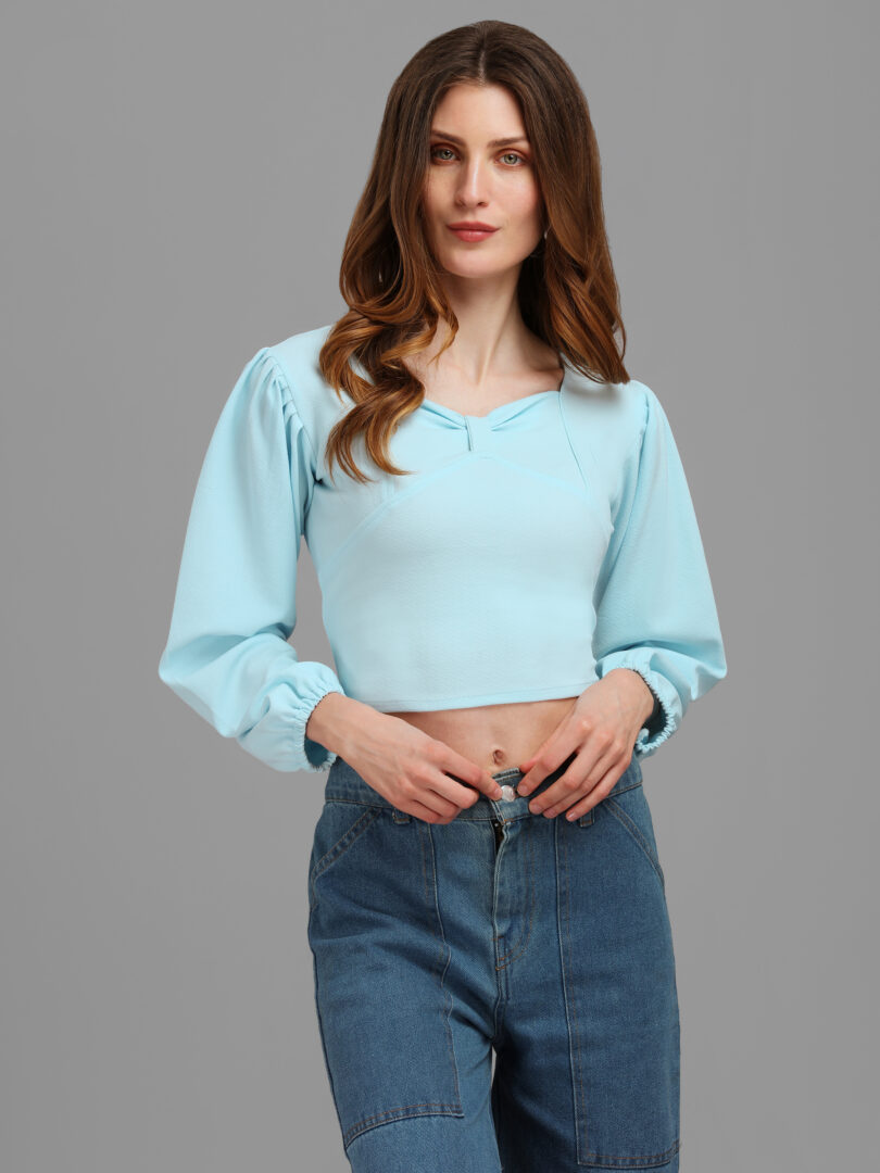 Solid Color Fancy Imported Fabric made Crop Top