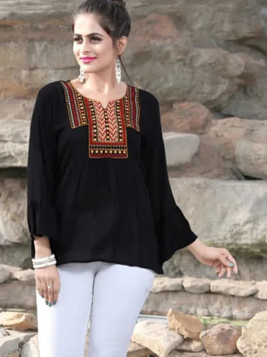 Black Embroidery Top