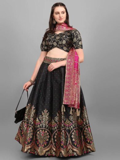 Premium Quality Fabric Made Black Lehenga Choli
