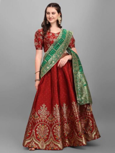 Premium Quality Fabric Made Maroon Lehenga Choli
