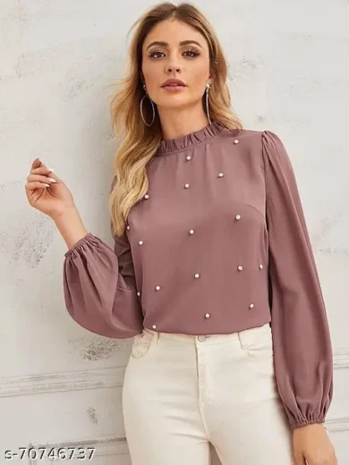 Classy Feminine Women Tops & Tunics with pearl