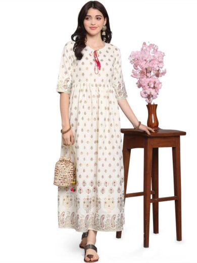 Women Printed Viscose Rayon Anarkali Kurta
