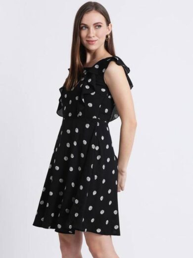 Women Fit and Flare Black Dress