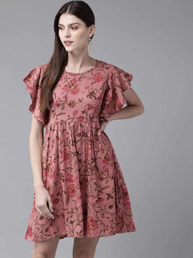 Women Fit and Flare pink Dress