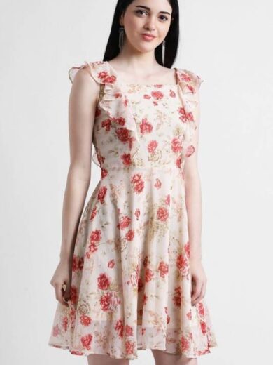Women Fit and Flare white Dress