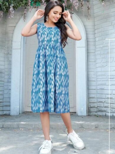 Women Fit and Flare Blue Dress