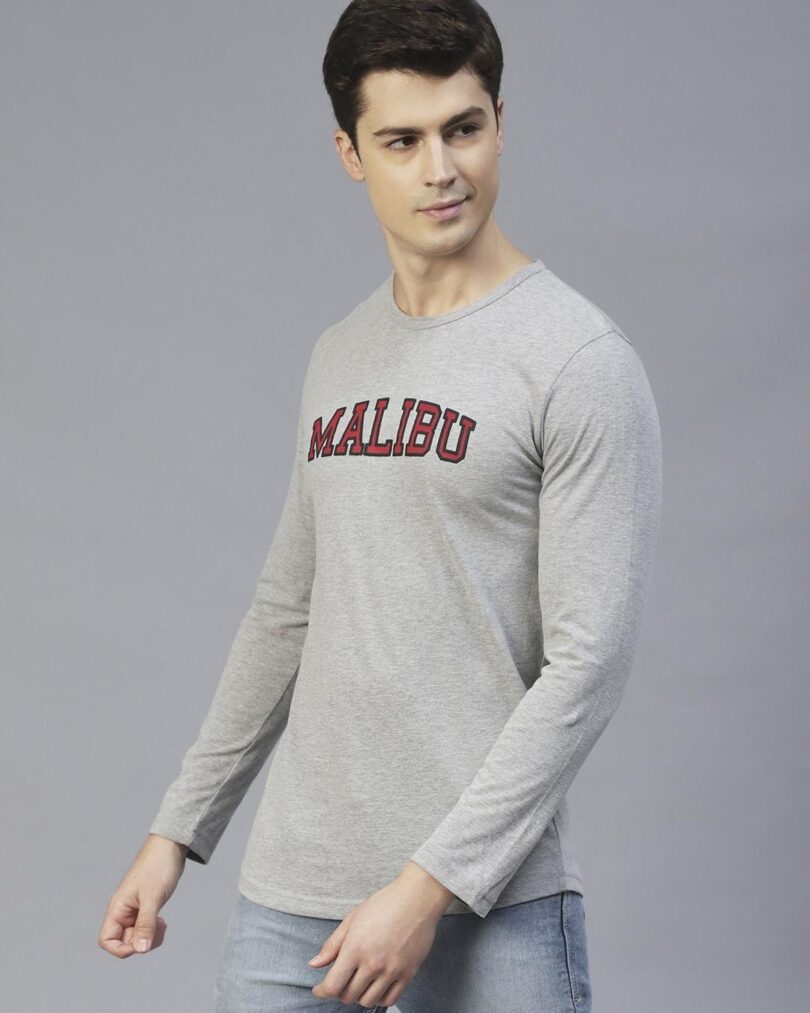 Men's Grey Malibu Typography Slim Fit T-shirt - Image 2