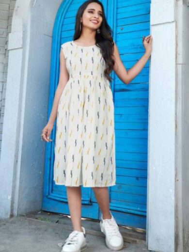Women Fit and Flare white Dress