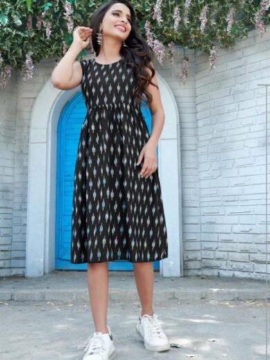Women Fit and Flare Black Dress