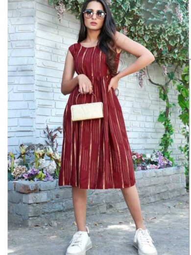 Women Fit and Flare Red Dress