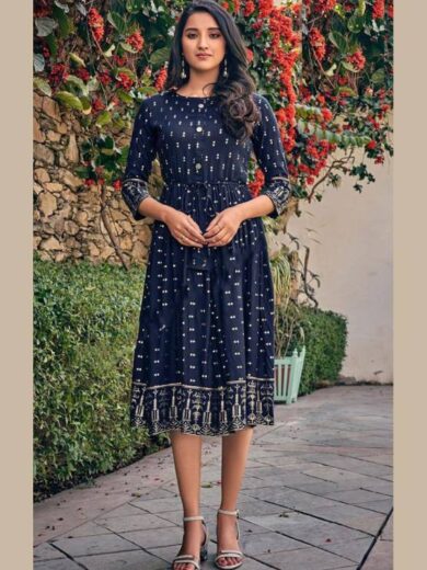 Women Fit and Flare blue Dress