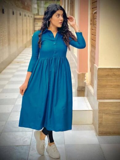 Women Fit and Flare blue Dress