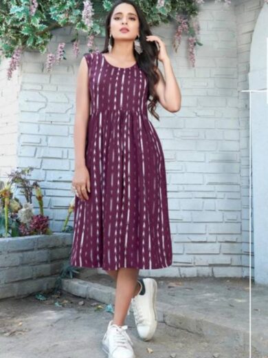 Women Fit and Flare Purple Dress